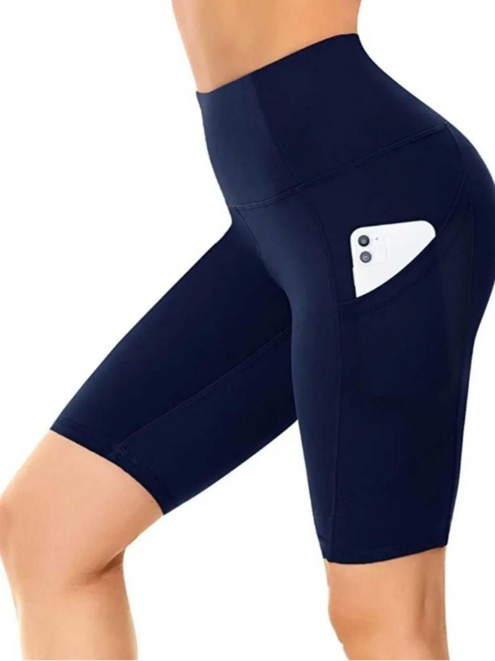 NWOT Navy Blue High-Waisted Biker Shorts, Sz S